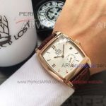 Perfect Replica Omega Deville White Dial Rose Gold Index Markers Leather Strap 40mm